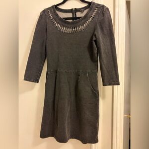 GUESS Jersey Dress with Raw Hem Detail Neckline